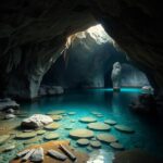 Discover the enchanting beauty of this hidden gem in Belize. A part of the 2025 Guide, the ATM Cave Adventure invites you into a mystical world where stalactites hang gracefully and sunlight dances on a turquoise pool surrounded by serene rock formations.