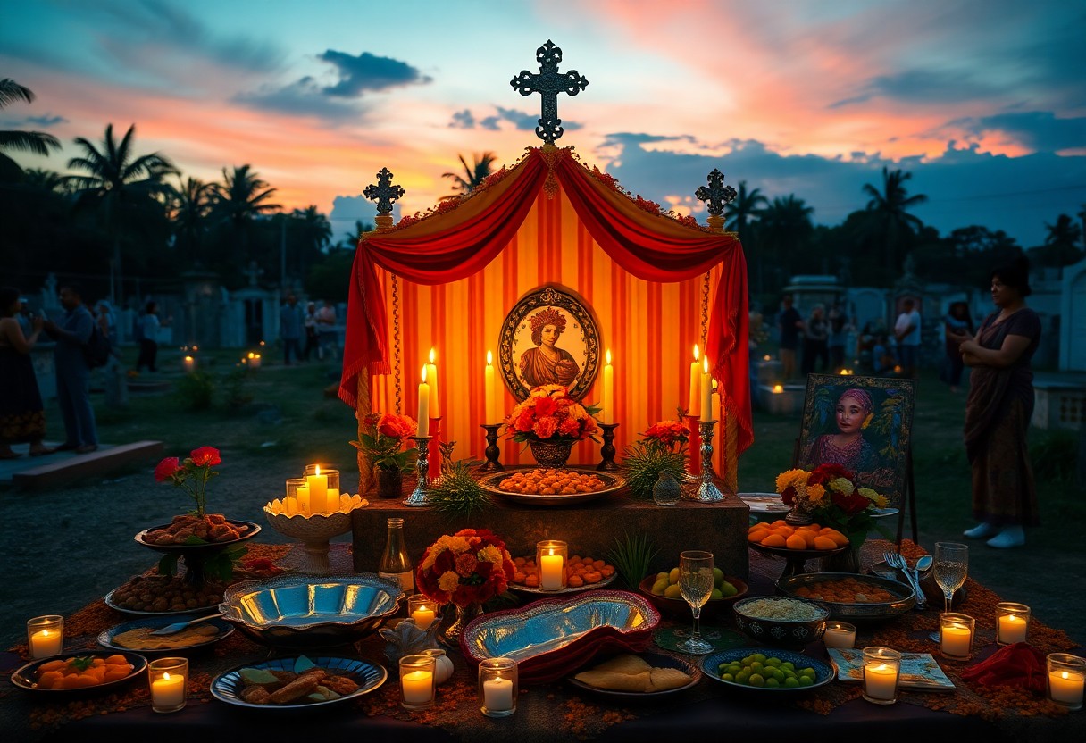 Roadside candles and procession during Los Finados in Belize
