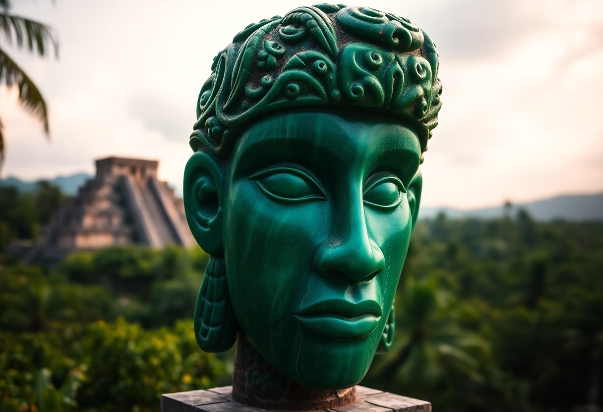 Detail of carved jade head