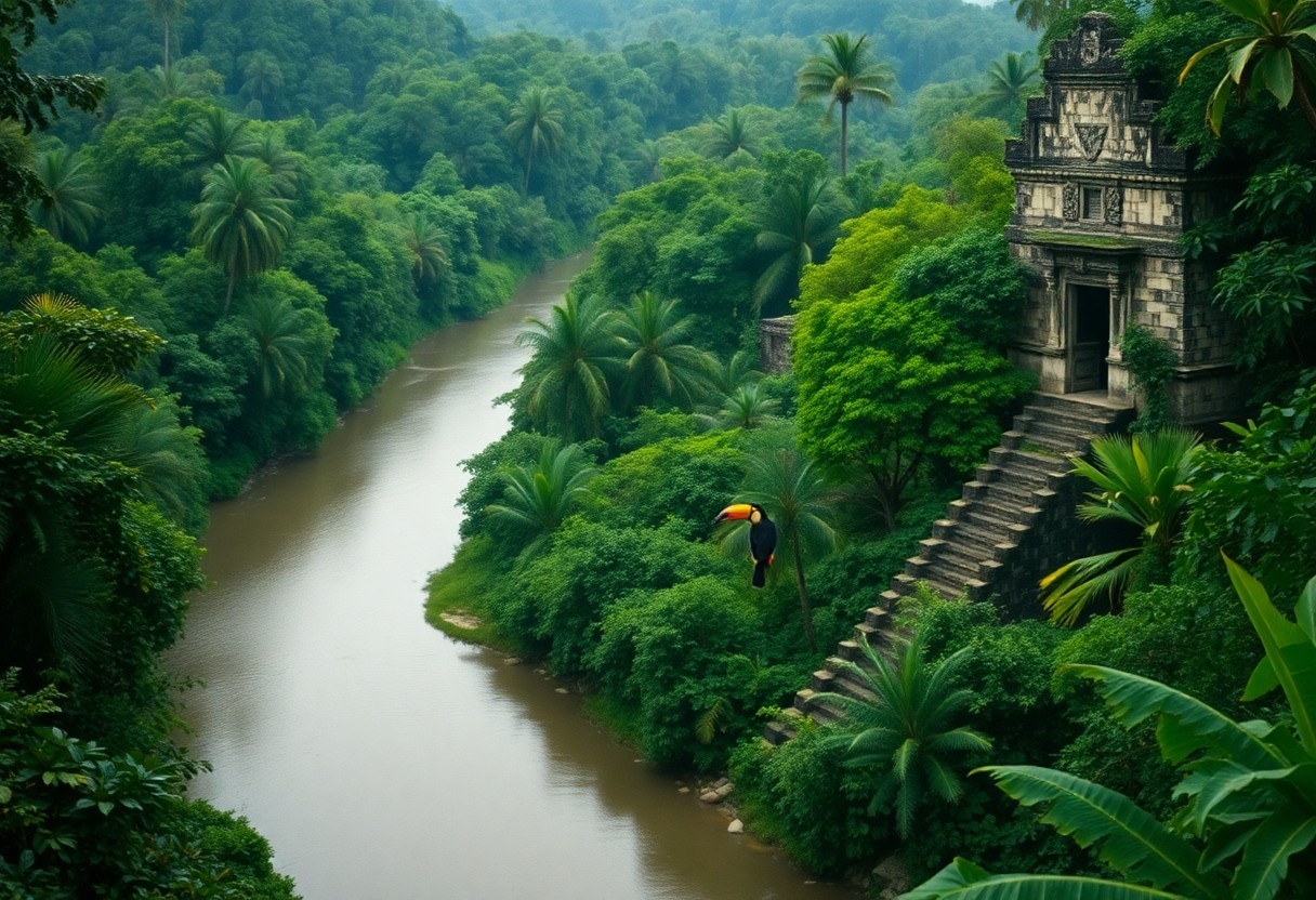 Walkers on rainforest trail