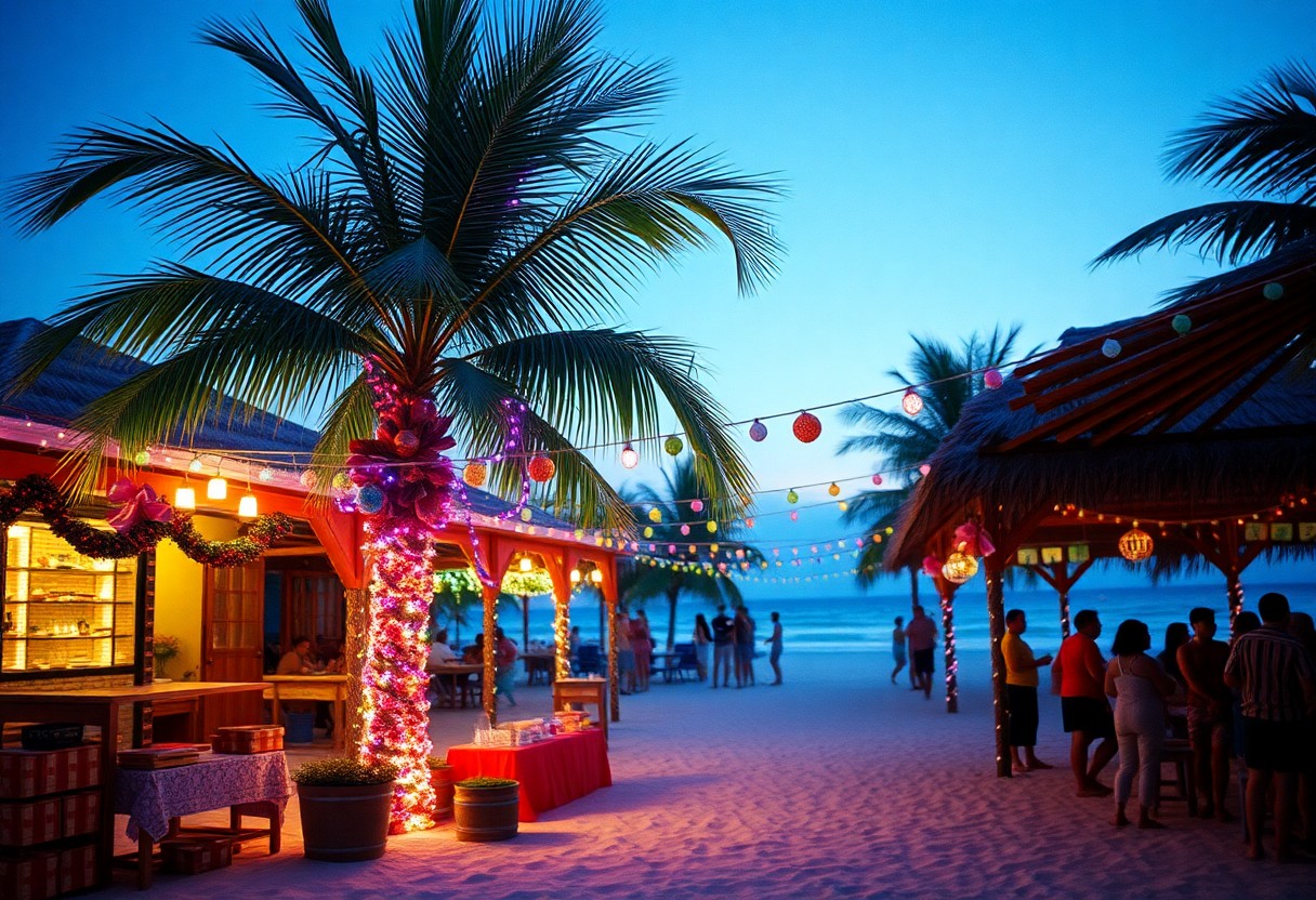 Christmas lights on Ambergris Caye