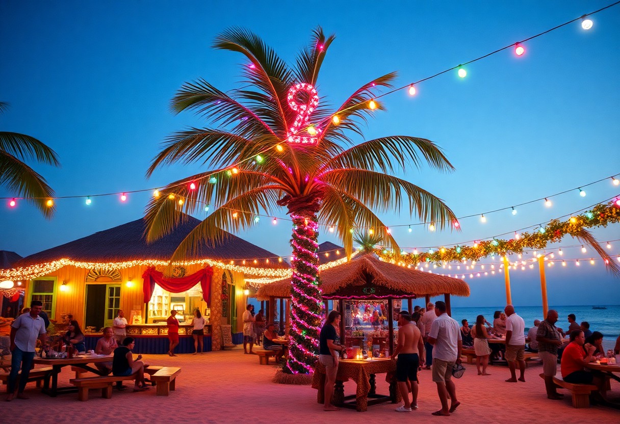 Ambergris Caye holiday parade at night