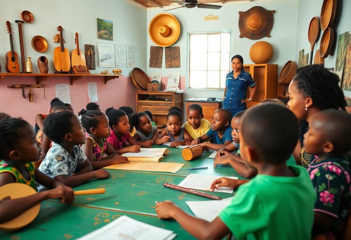 Garifuna elders teaching youth