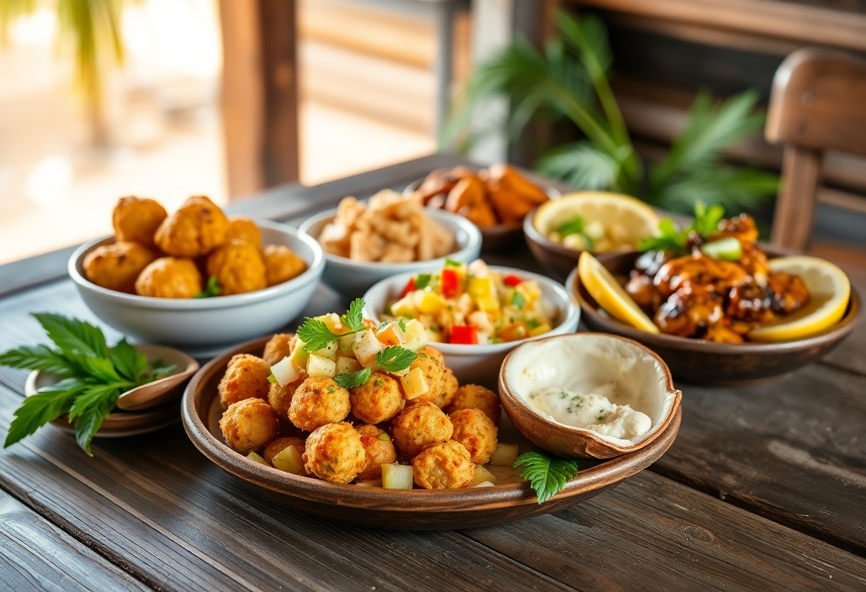 Conch ceviche and fritters