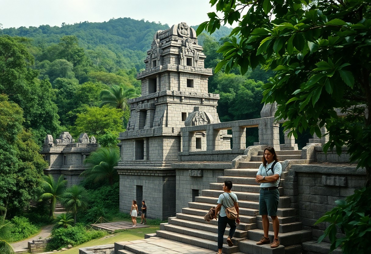 Xunantunich El Castillo pyramid with valley view