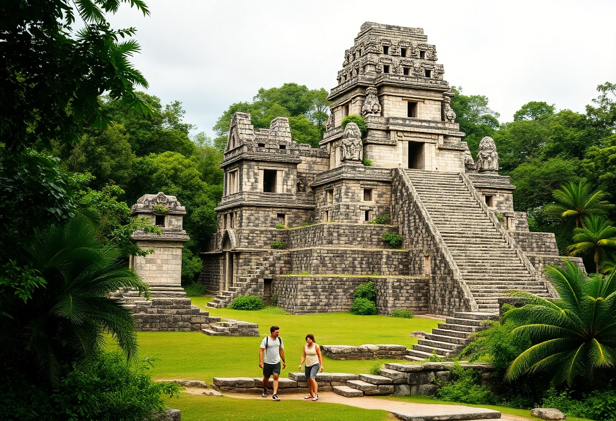 Caracol stone monuments in jungle setting