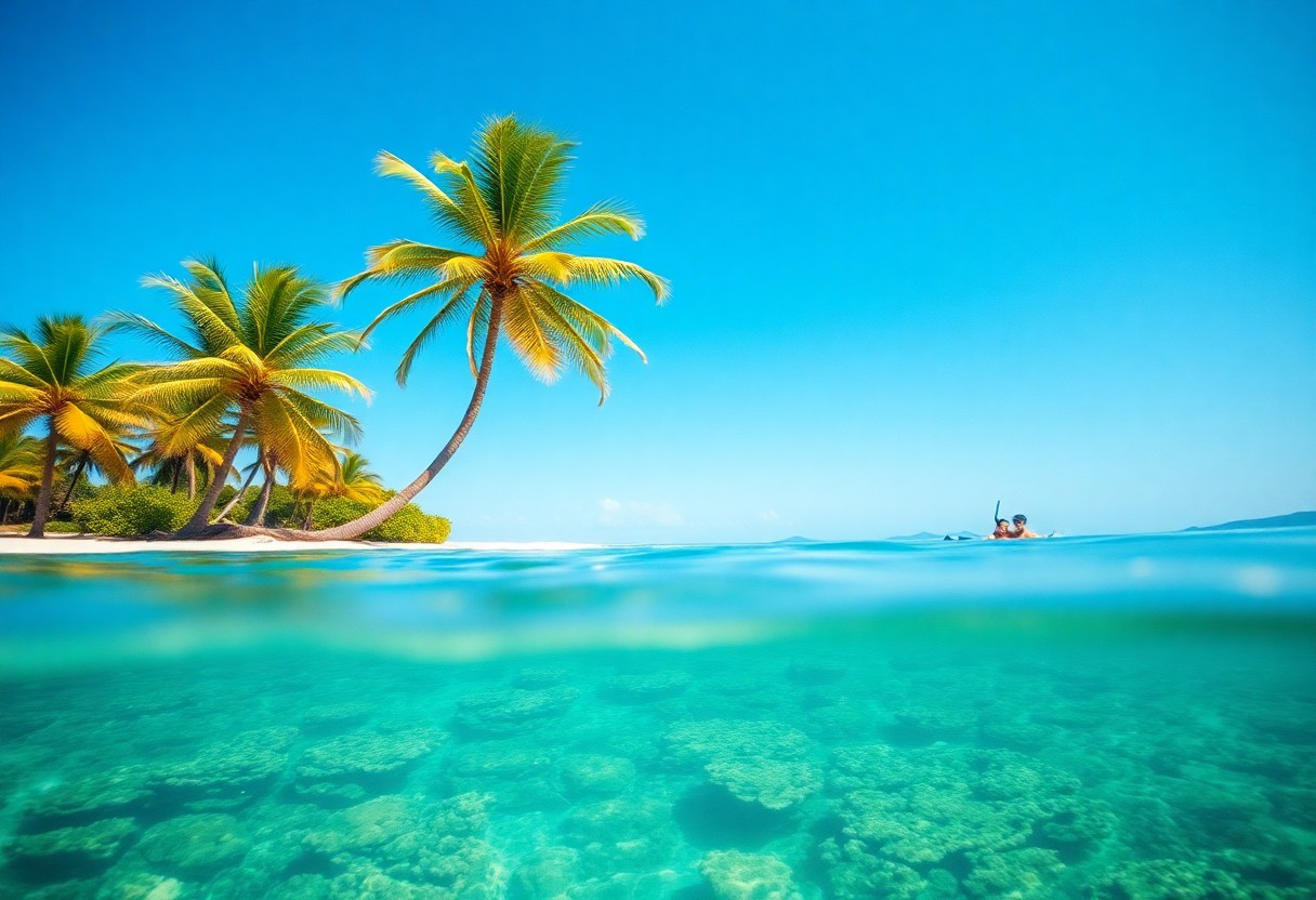 Belize seascape with turquoise water and coastline