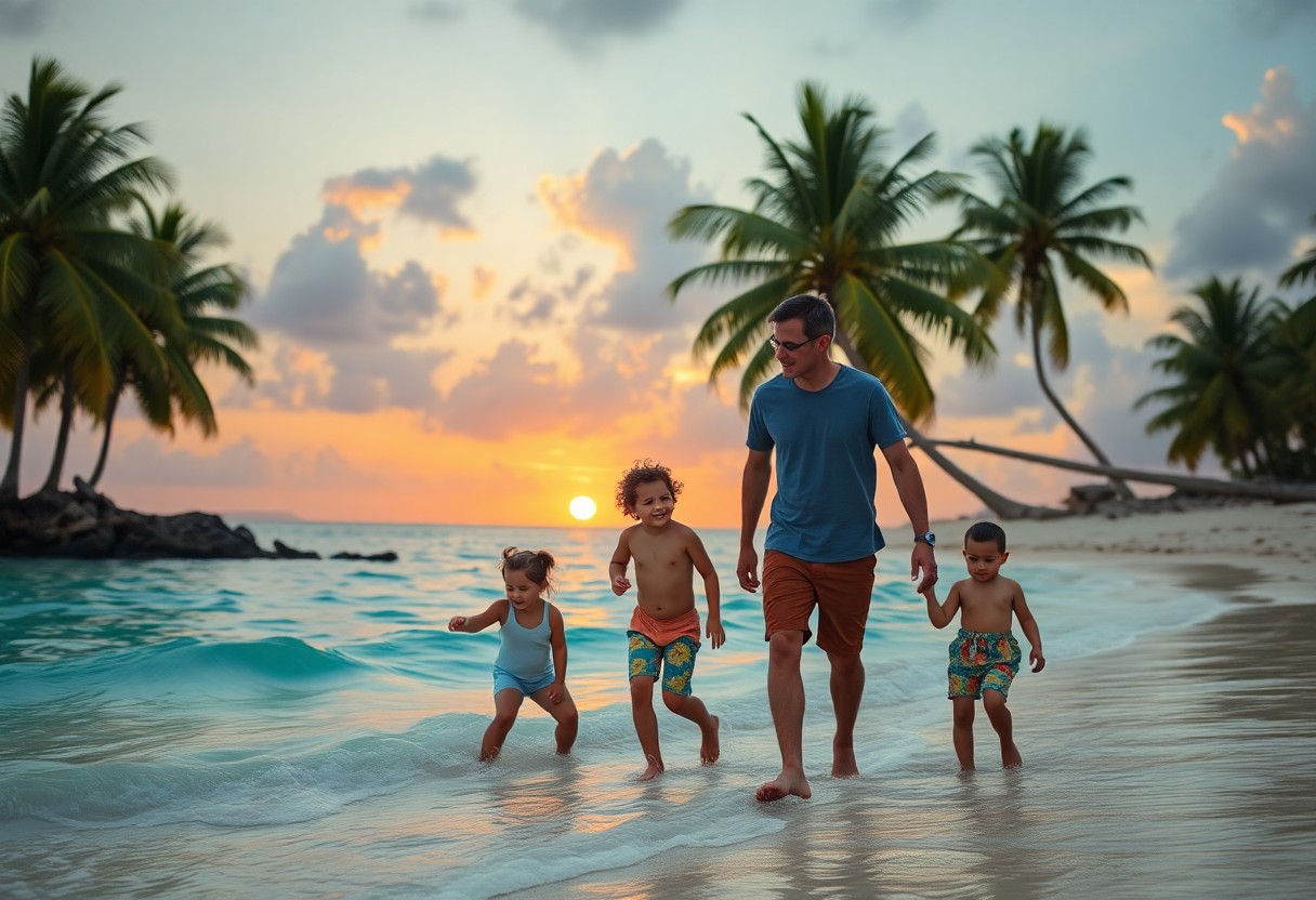 Family visiting ruins in Belize