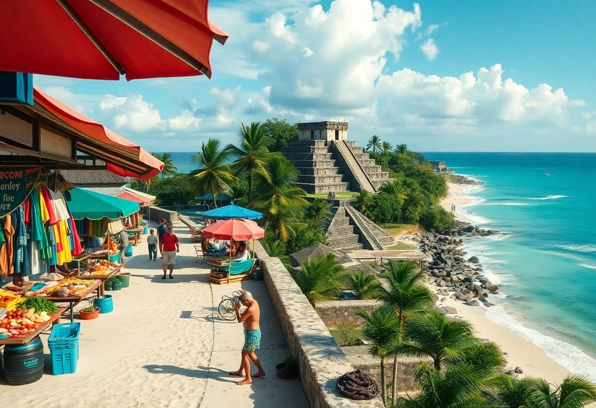 Belize coastal beach bar scene
