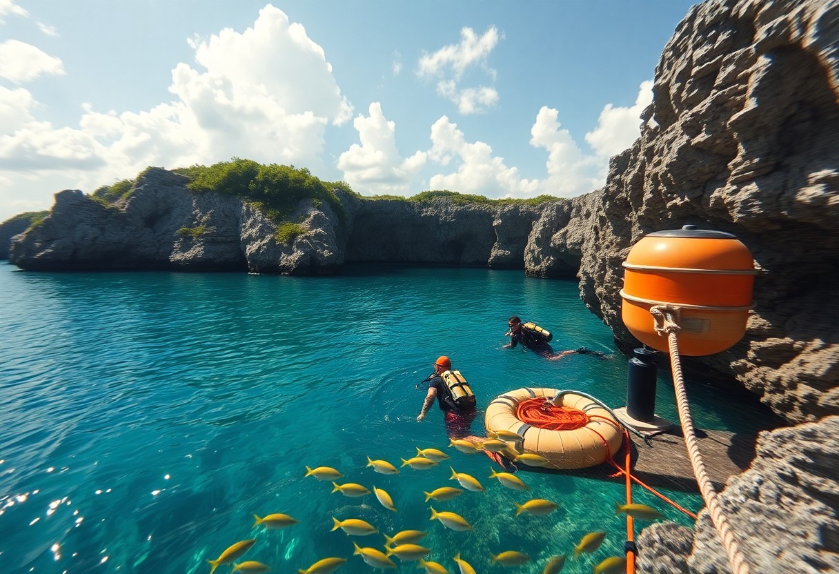 Boat approaching the reef near the Blue Hole